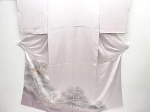 水車小屋に草花模様一つ紋色留袖